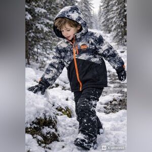 Hurley Kids' Black and Orange Mountain Jacket (size 5/6)